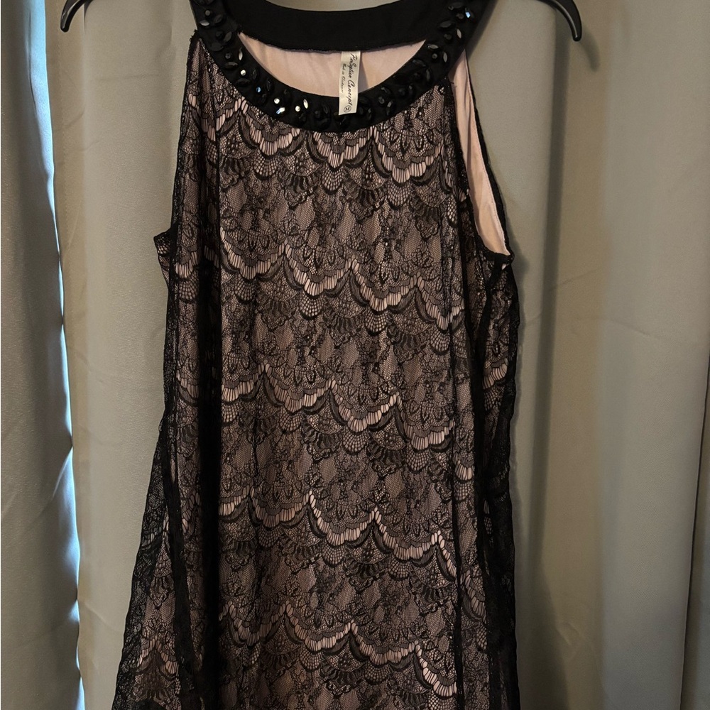 PerSeption Concept Black and Pink Lace Tank Top